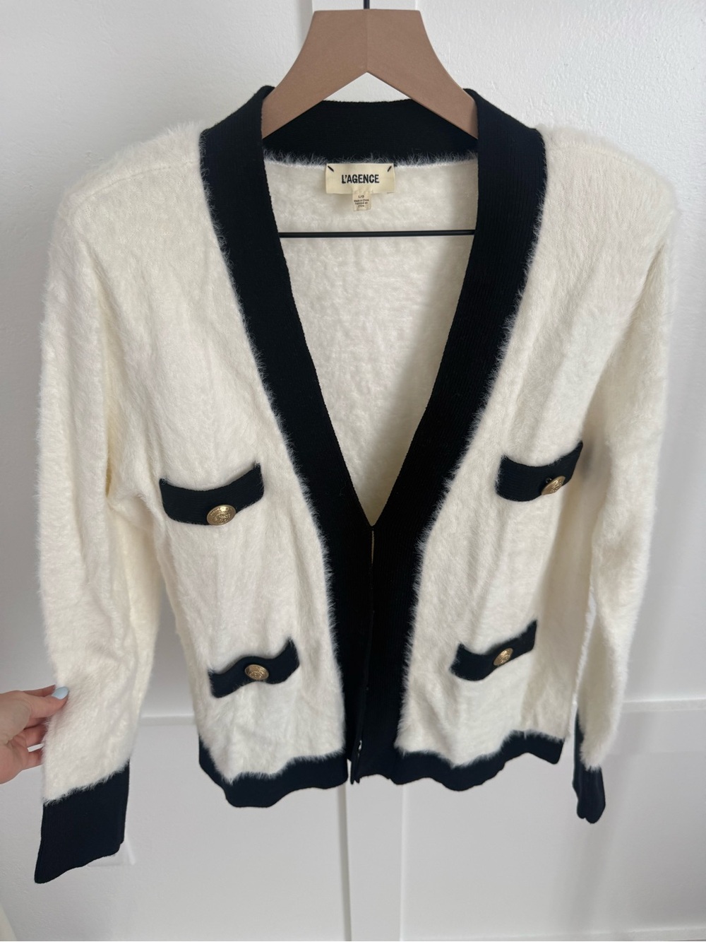 L’Agence Kai Pocket Cardigan Black & White